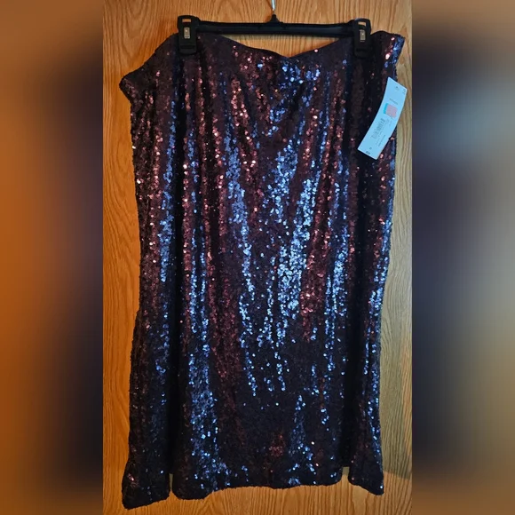 Liz Claiborne Purple Sequin Midi Pencil Skirt 2X - Picture 2 of 4